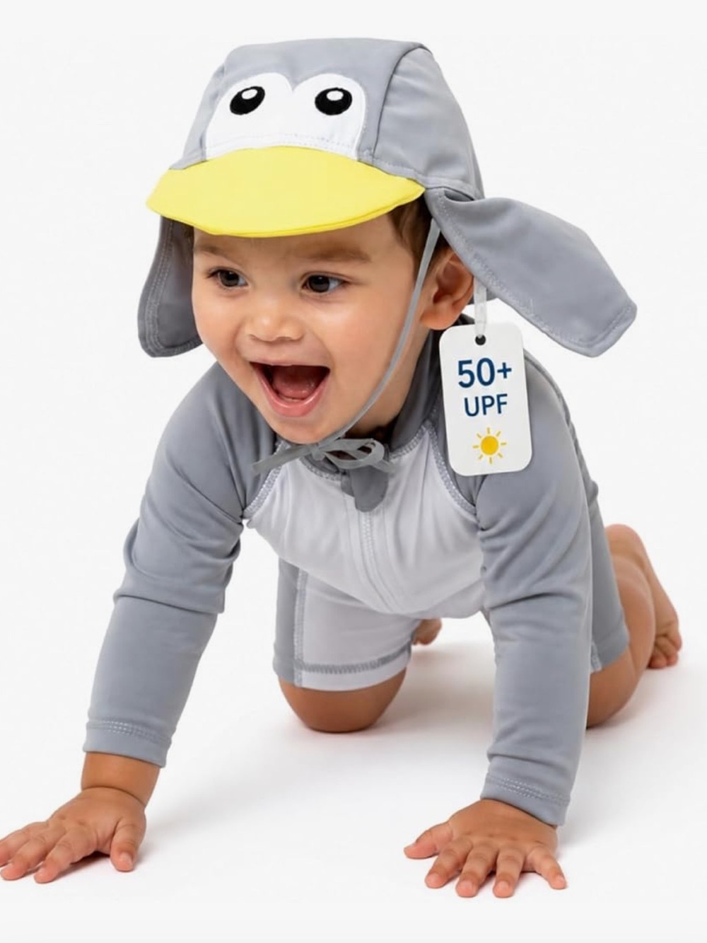 NWT Cuddle Club UPF 50+ Baby Sunsuit with Sun Hat penguin 18 to 24 months
